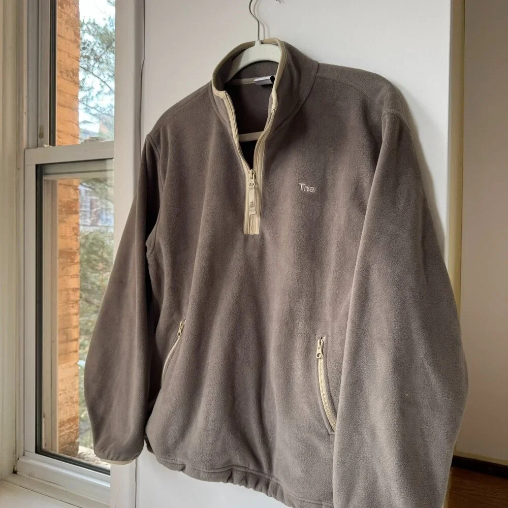 Aritzia TNA Sno Polar Quarter Zip Pullover Fleece Jacket Taupe Contrast Small - Picture 7 of 11